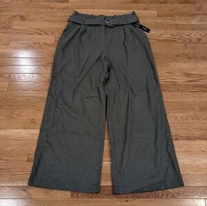 Express Wide-leg Belted Paper bag Waist Casual Dress Pants Linen Blend Size 14